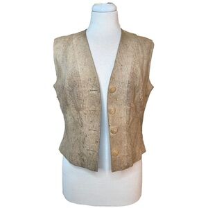 Chanel Size 42 (US SIZE M) Calfskin & Silk Button Down Vest NEEDS CLEANING